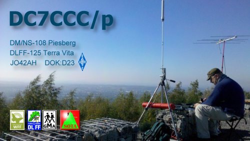 with MP1 antenna and DK7ZB 144/432 yagi on the walking stick antenna pole