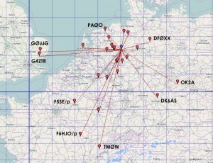 Map of the VHF QSOs
