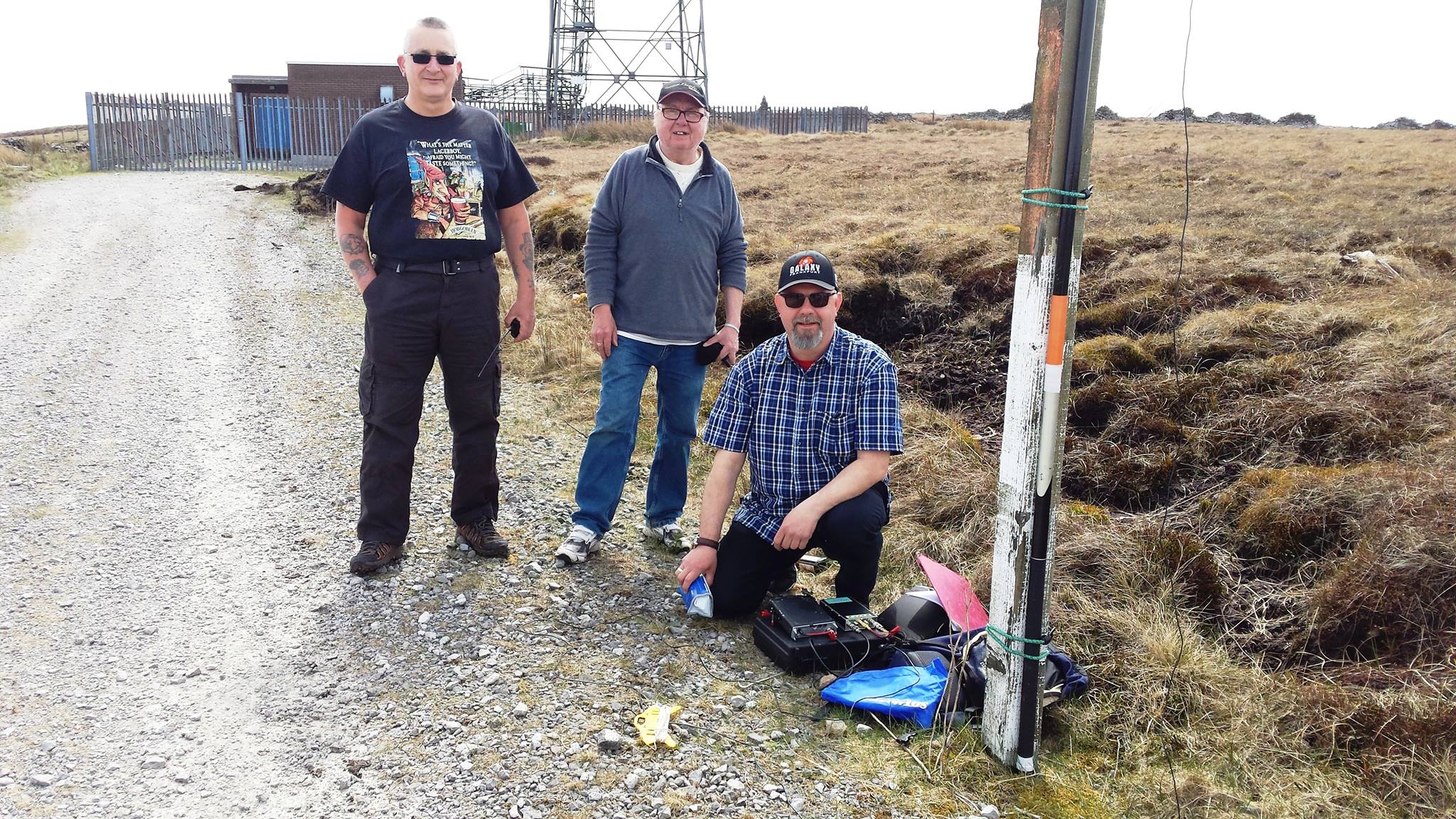 Steve, G1INK. Mike, 2E0YYY, Mario M0GQY on G/SP-010 Winter Hill