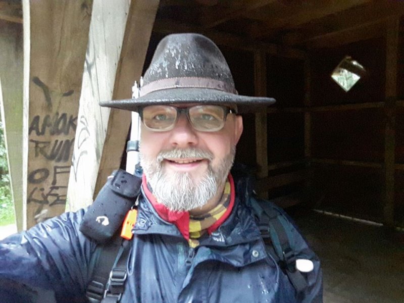 in the shelter - had to wait some 20 minutes until the rain stops in the shelter